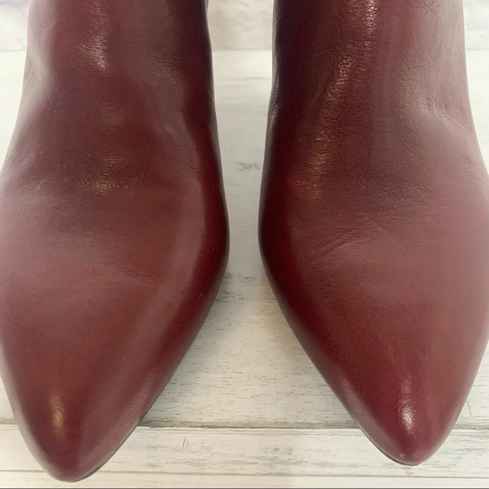 Celine Jodhpur Burgundy Leather Triangle Heel Ankle Booties